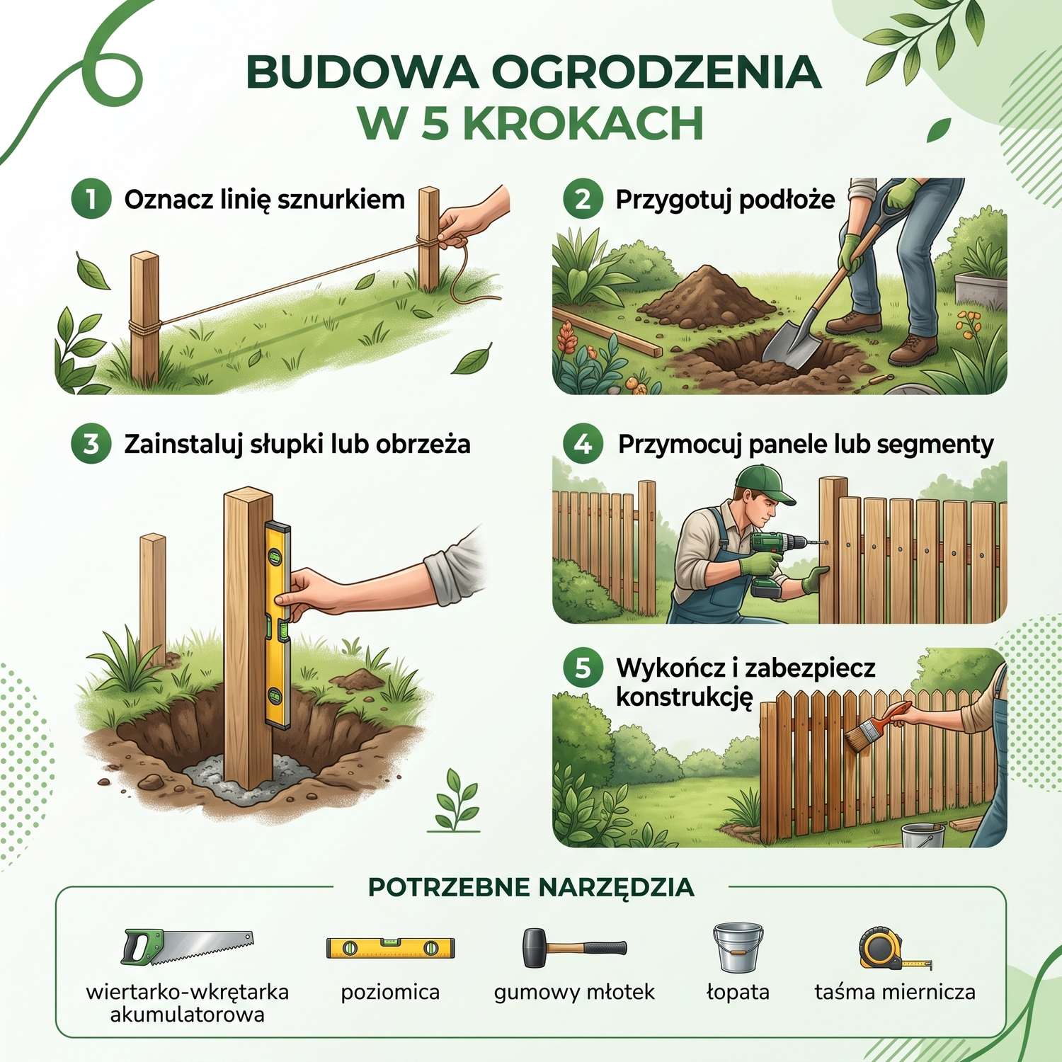 Instrukcja krok po kroku: Montaż niewidocznego obrzeża ogrodowego przy pomocy młotka gumowego